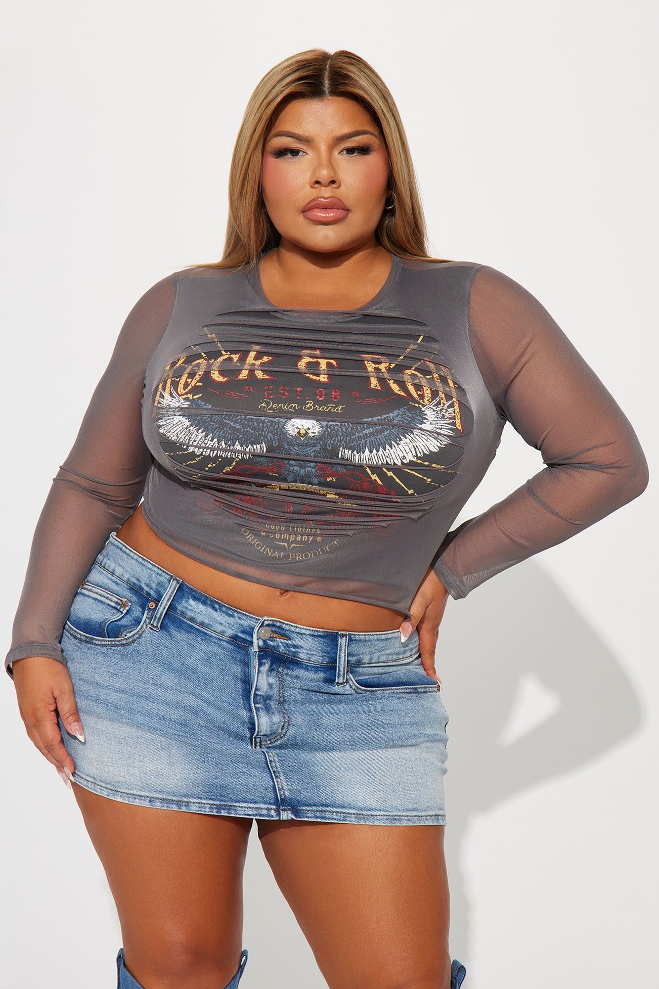 Ready To Rock Distressed Top - Charcoal sold by Fashion Nova product image thumbnail 4