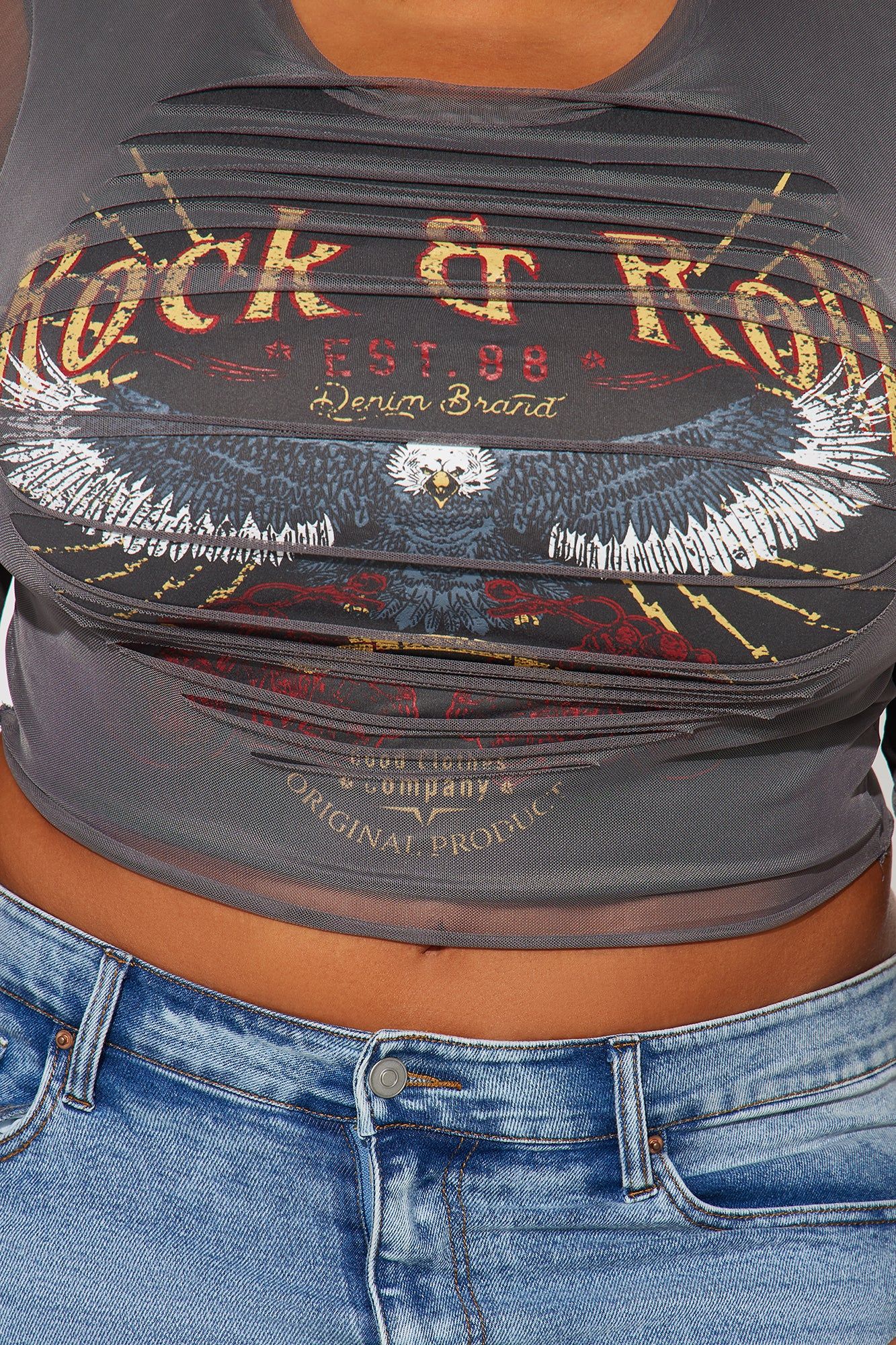 Ready To Rock Distressed Top - Charcoal sold by Fashion Nova product image thumbnail 6