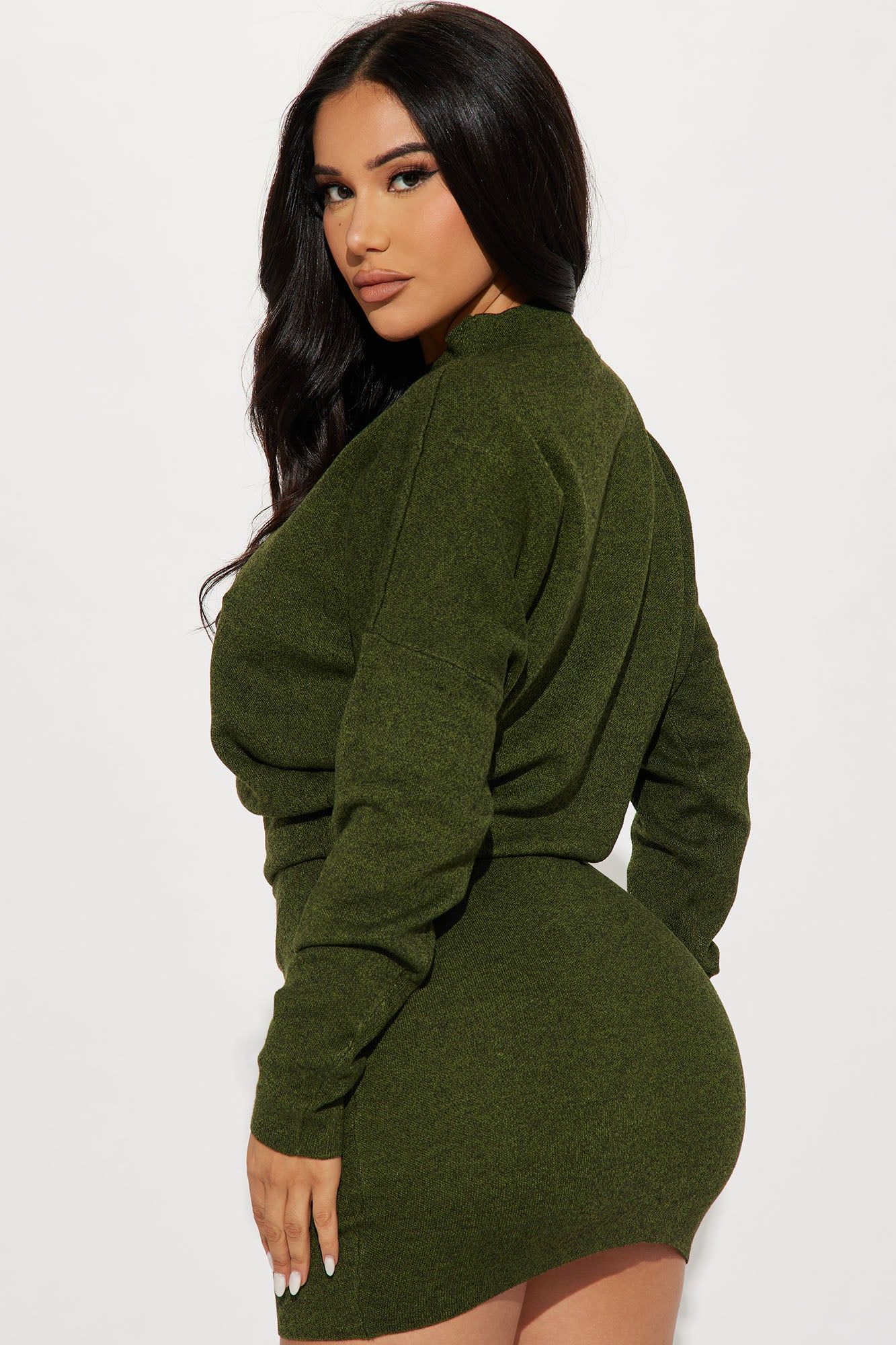 Abby Sweater Mini Dress - Olive/combo sold by Fashion Nova product image thumbnail 3