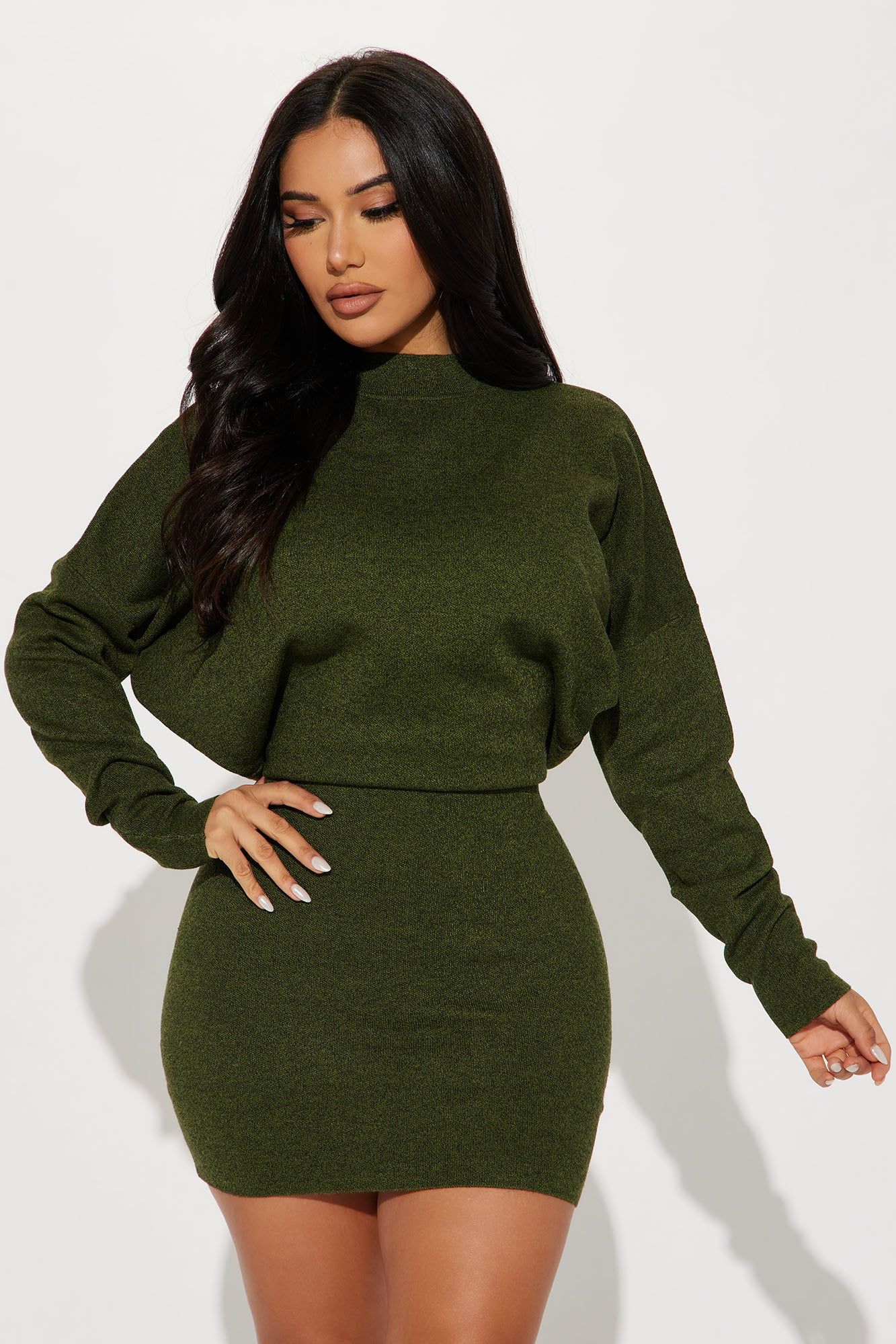 Abby Sweater Mini Dress - Olive/combo sold by Fashion Nova product image thumbnail 2