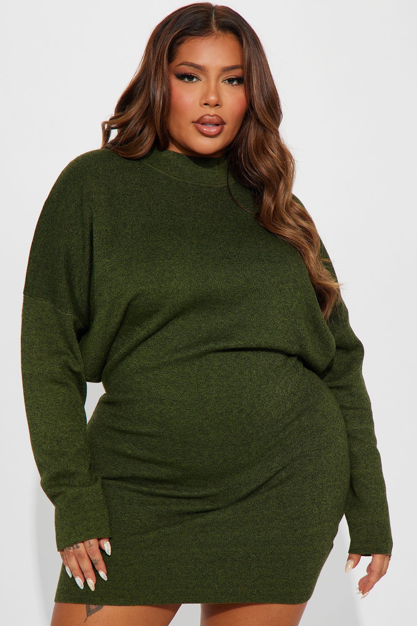Abby Sweater Mini Dress - Olive/combo sold by Fashion Nova product image thumbnail 5