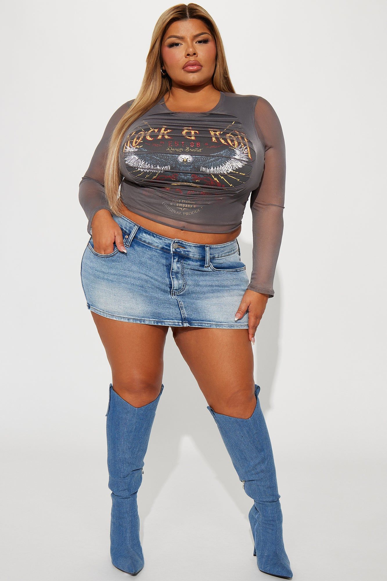Ready To Rock Distressed Top - Charcoal sold by Fashion Nova product image thumbnail 5