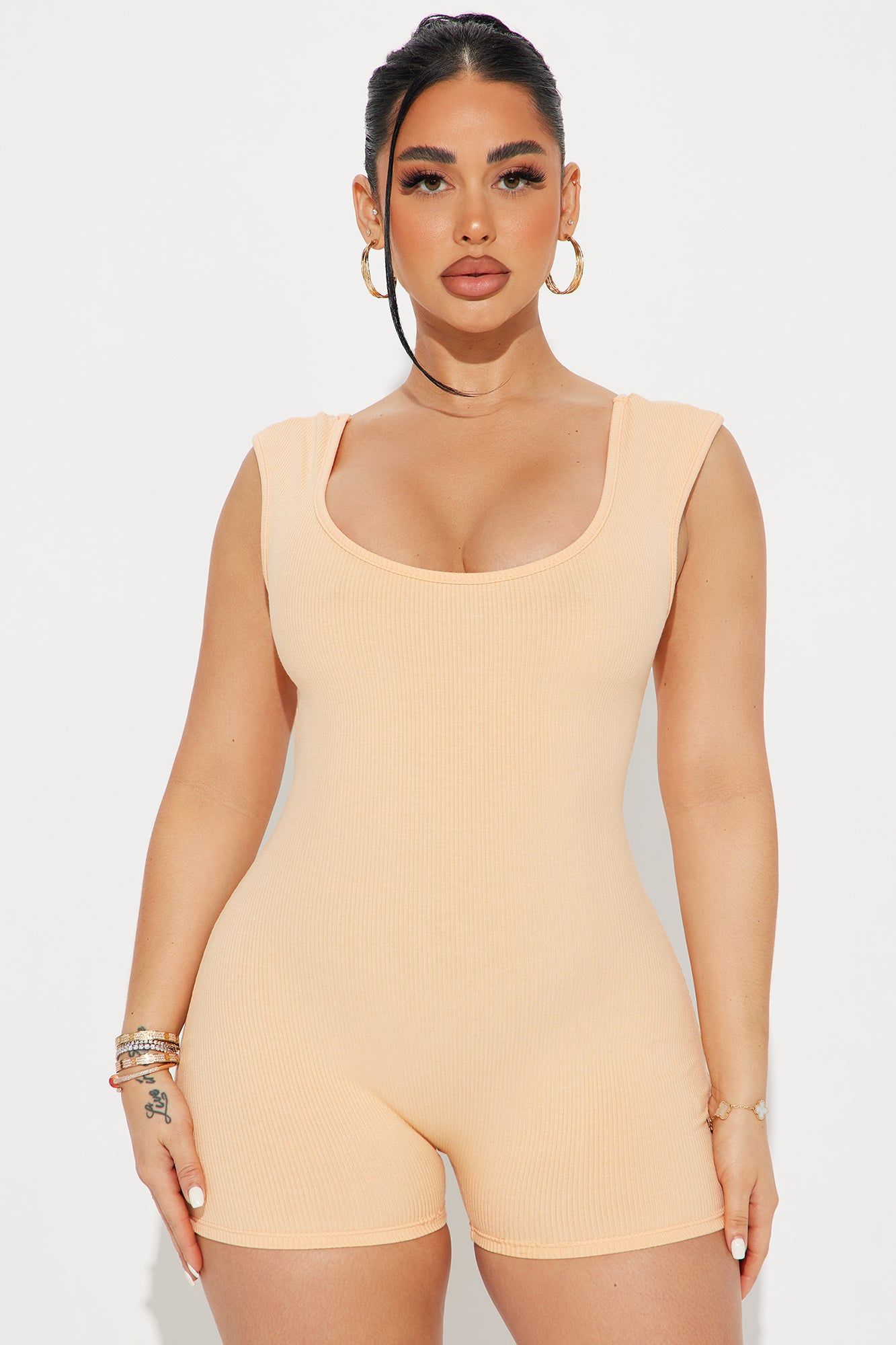 Rachel Snatched Romper - Peach sold by Fashion Nova product image thumbnail 2