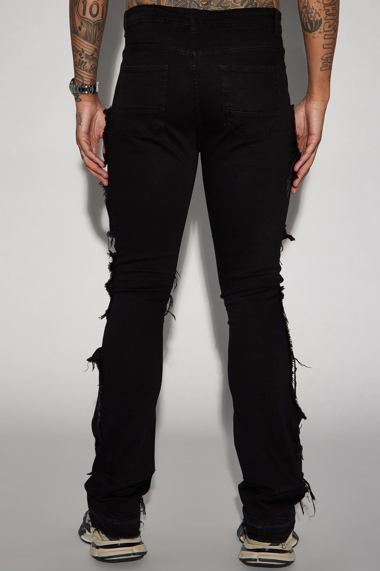 Patch It Up Stacked Skinny Flare Jeans - Black sold by Fashion Nova product image thumbnail 6