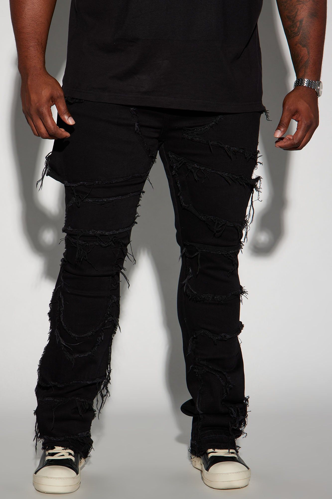 Patch It Up Stacked Skinny Flare Jeans - Black sold by Fashion Nova product image thumbnail 2