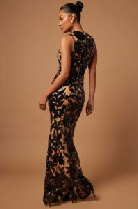 Cindy Sequin Gown - Black sold by Fashion Nova