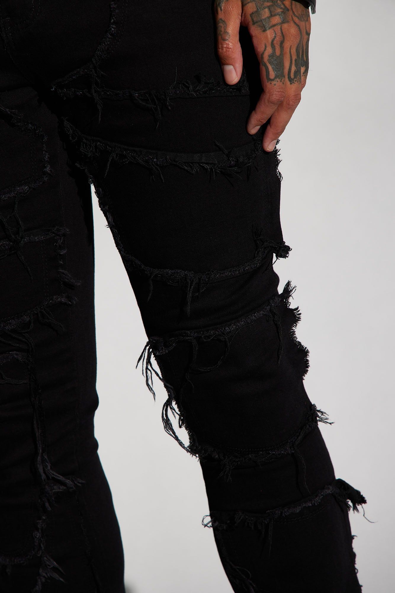 Patch It Up Stacked Skinny Flare Jeans - Black sold by Fashion Nova product image thumbnail 4