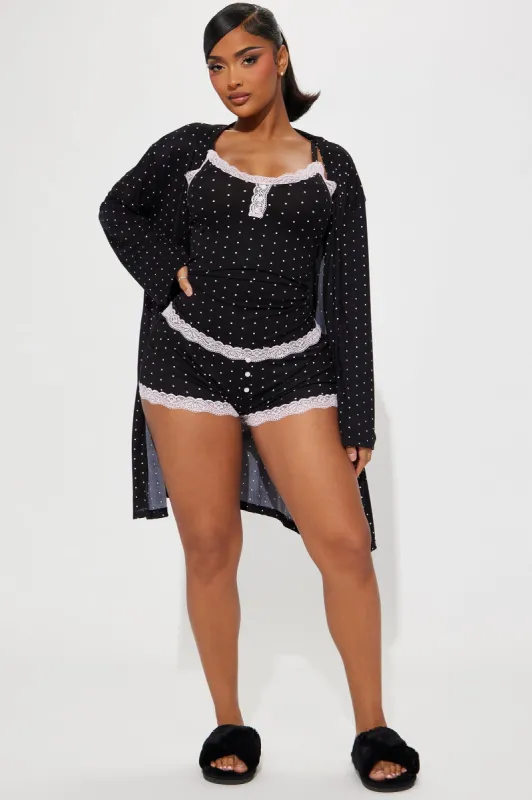 Sleep Tight PJ Robe Set - Black/combo sold by Fashion Nova
