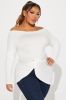 Simply Perfect Long Sleeve Off Shoulder Top - Ivory sold by Fashion Nova
