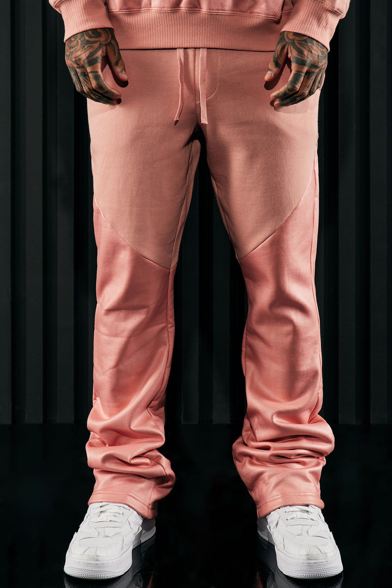 Tyson Waxed Panel Flare Sweatpants - Mauve sold by Fashion Nova