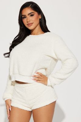 Cozy Days Sherpa PJ Short Set - White sold by Fashion Nova
