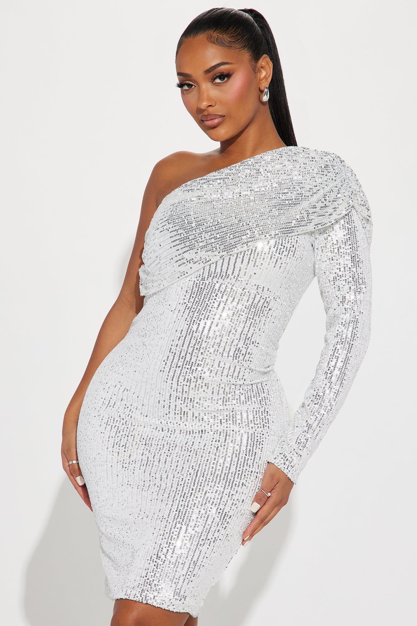 Alexia Sequin Midi Dress - Silver sold by Fashion Nova product image thumbnail 2