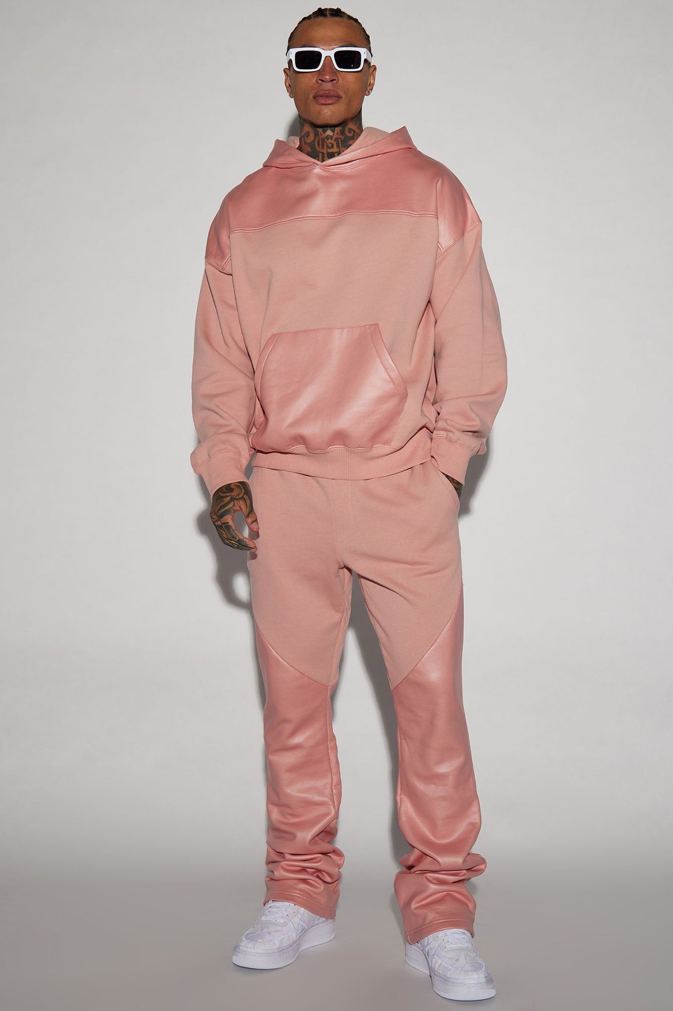 Tyson Waxed Panel Flare Sweatpants - Mauve sold by Fashion Nova product image thumbnail 6