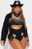 Star Cowgirl Babe 3 Piece Costume Set - Black/Silver sold by Fashion Nova