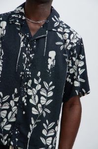Dark Flor Textured Shirt - Black/combo sold by Fashion Nova