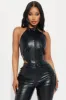 Into The Storm Faux Leather Pant Set - Black sold by Fashion Nova