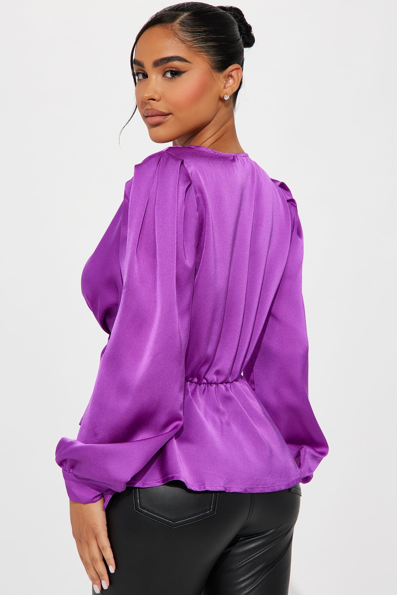 Linda Satin Blouse Top - Purple sold by Fashion Nova product image thumbnail 3