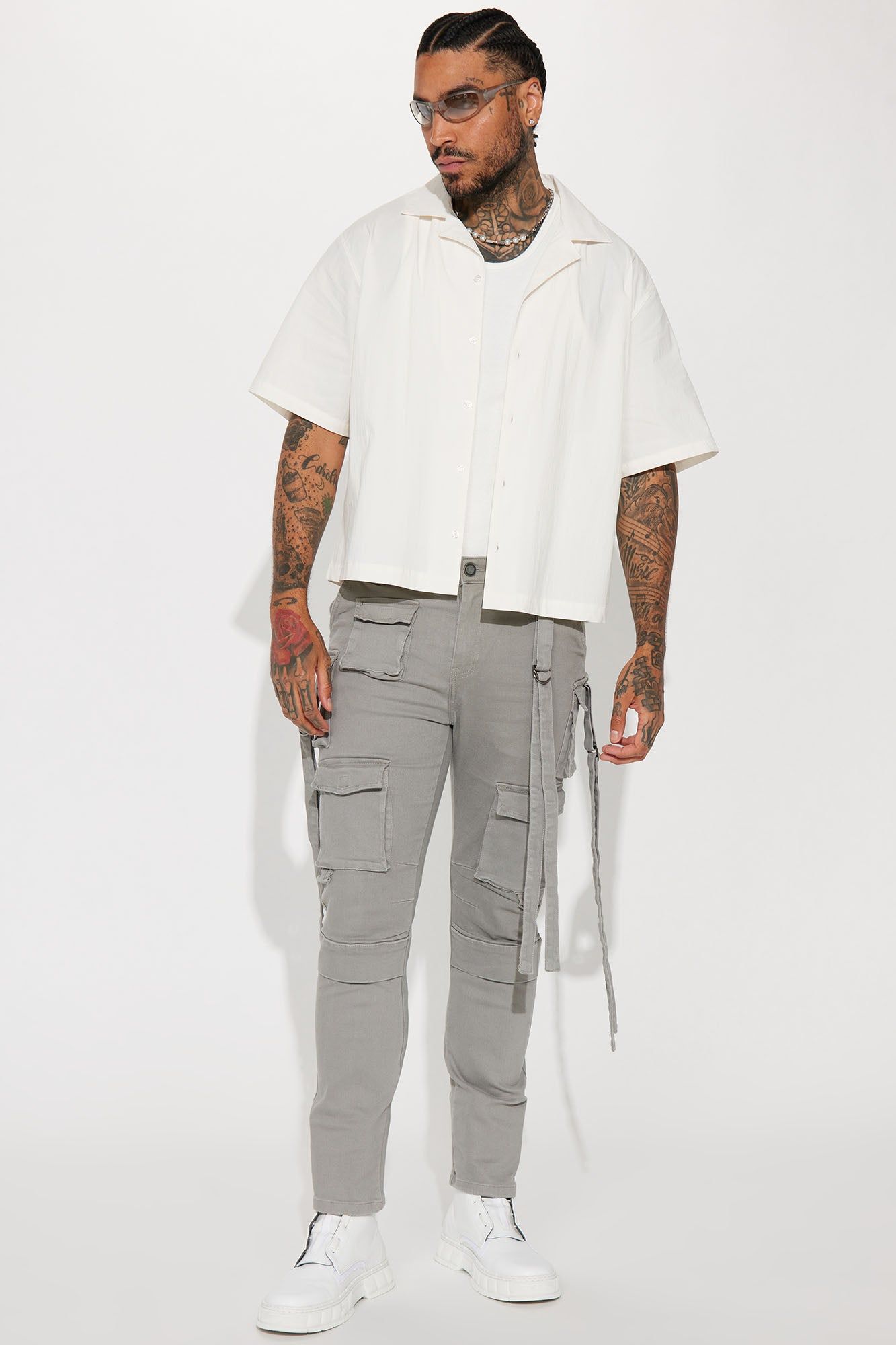 Rambo Relaxed Twill Cargo Pants - Grey sold by Fashion Nova product image thumbnail 3