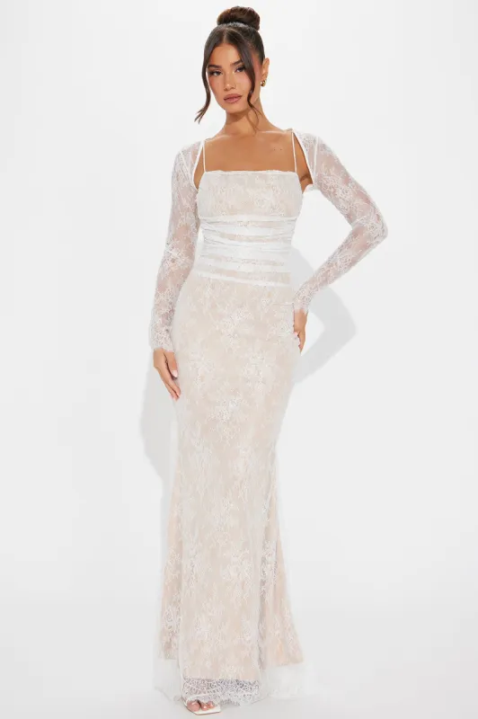 Laced Up In Love Gown Set - Ivory sold by Fashion Nova