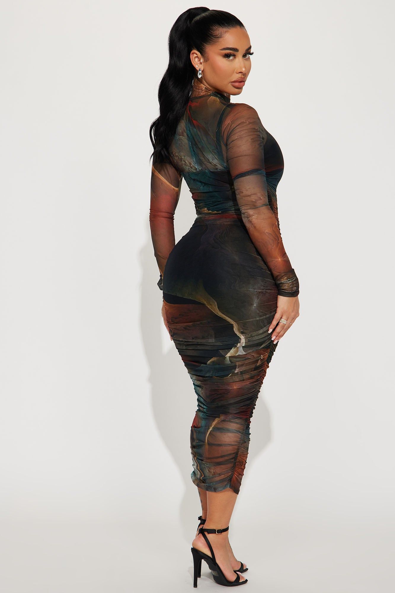 Bailey Mesh Midi Dress - Brown Combo sold by Fashion Nova product image thumbnail 3