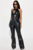 Into The Storm Faux Leather Pant Set - Black sold by Fashion Nova