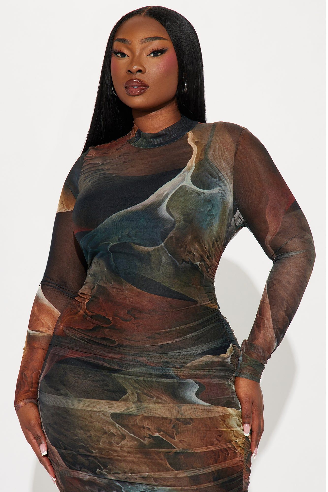 Bailey Mesh Midi Dress - Brown Combo sold by Fashion Nova product image thumbnail 5