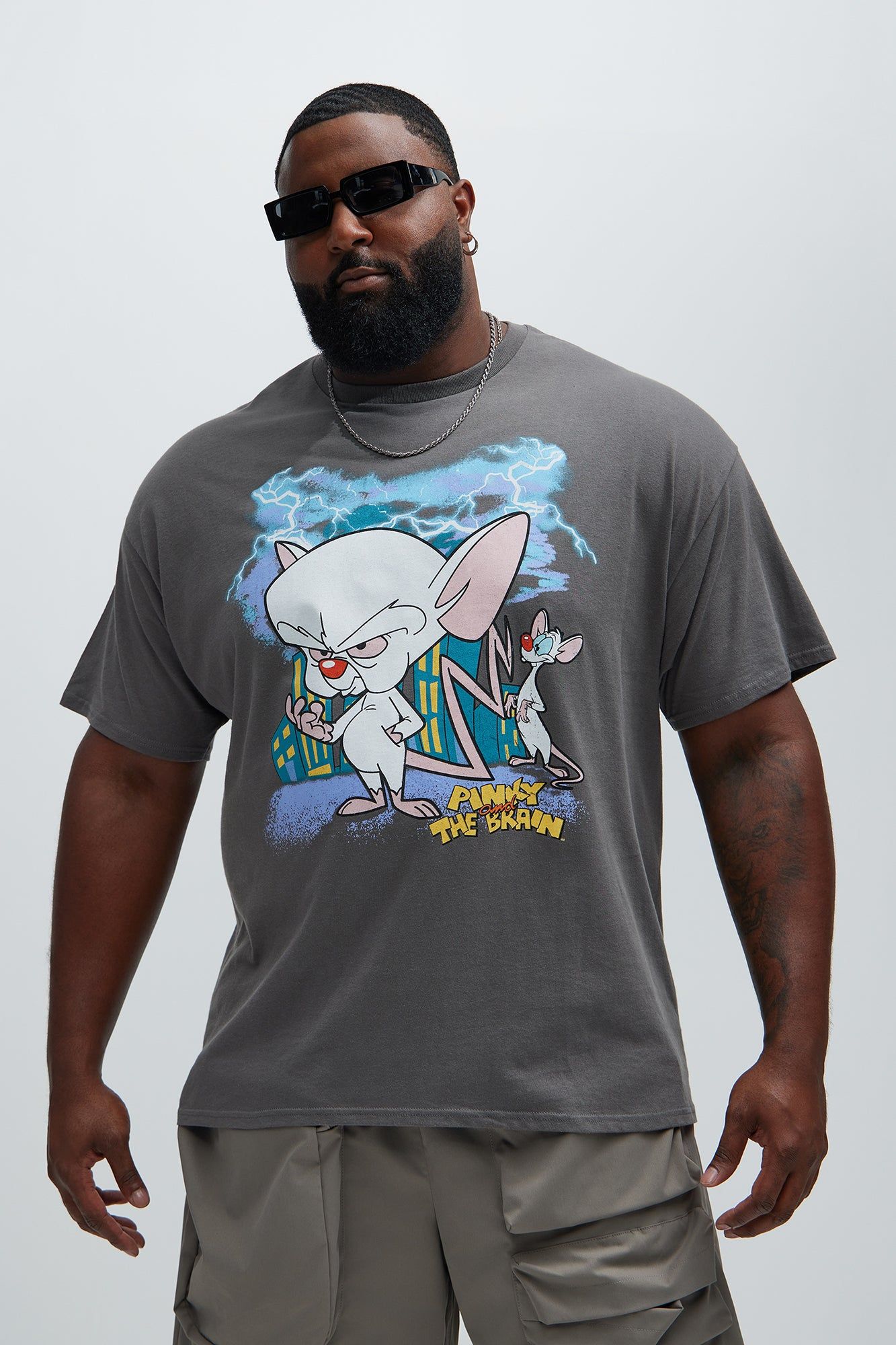 Pinky And The Brain Scheming Short Sleeve Tee - Charcoal sold by Fashion Nova product image thumbnail 4