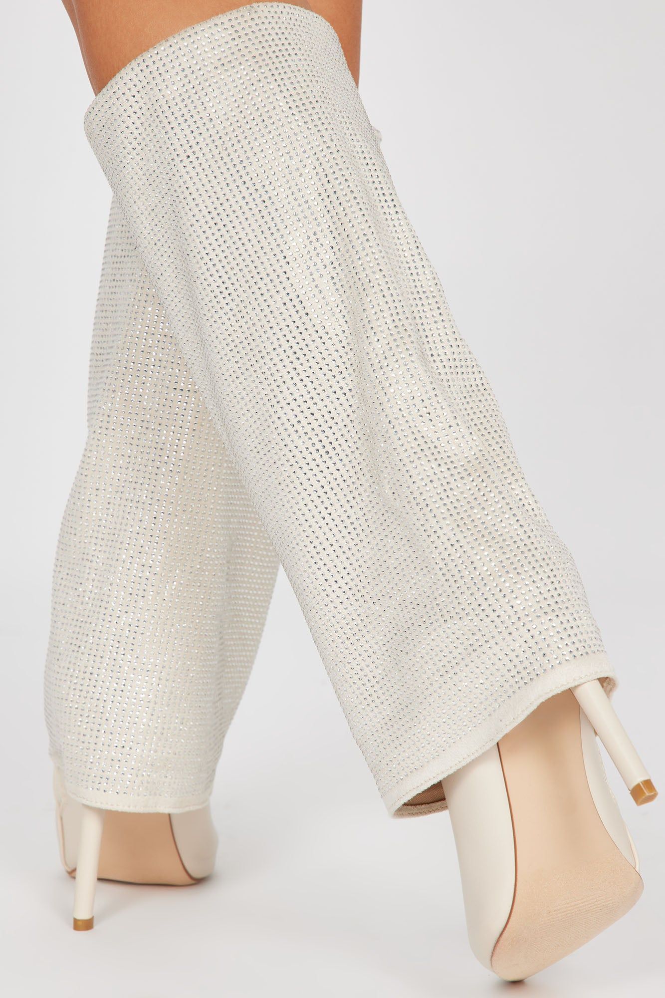 Rayna Embellished Knee High Boots - Cream sold by Fashion Nova product image thumbnail 4