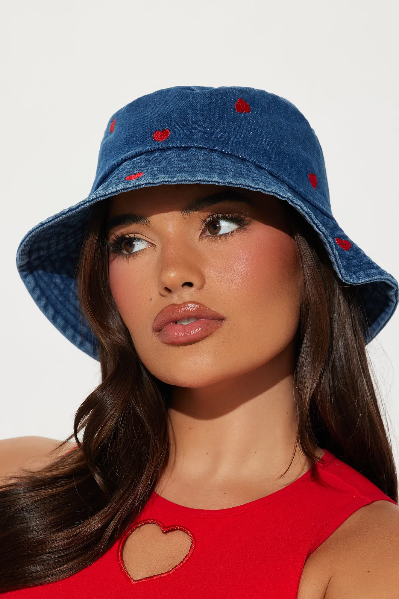 Got Me Seeing Hearts Bucket Hat - Light Wash sold by Fashion Nova