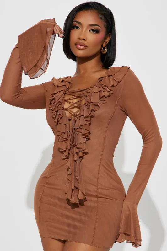 Summer In Paradise Mesh Mini Dress - Mocha sold by Fashion Nova