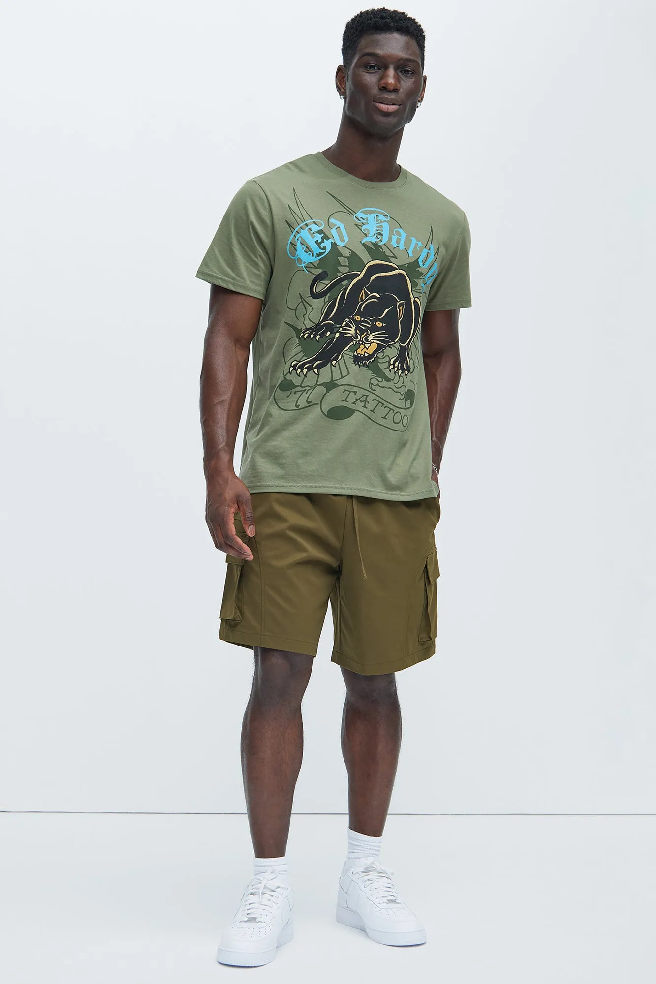 Ed Hardy Crouching Panther Tattoo Short Sleeve Tee - Olive sold by Fashion Nova product image thumbnail 3
