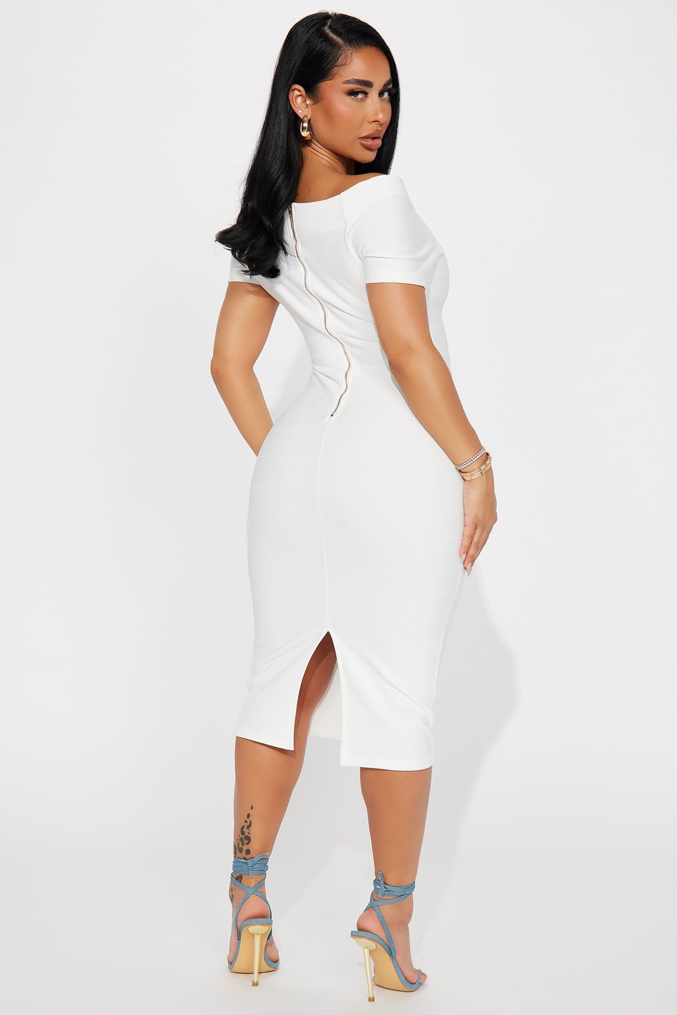 Amara Off Shoulder Midi Dress - White sold by Fashion Nova product image thumbnail 3