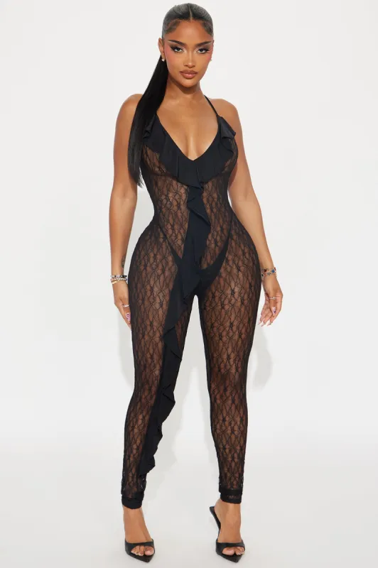 Say My Name Lace Jumpsuit - Black sold by Fashion Nova