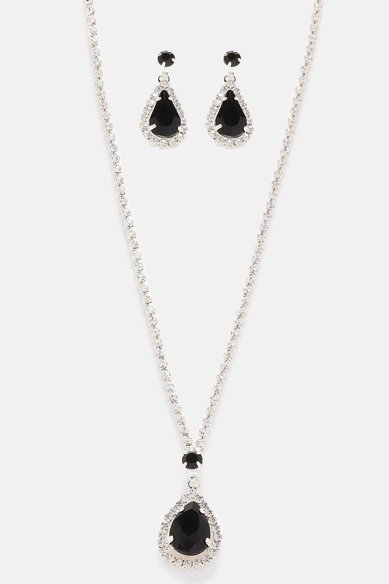 Special Guest Necklace And Earring Set - Silver/Black sold by Fashion Nova product image thumbnail 3