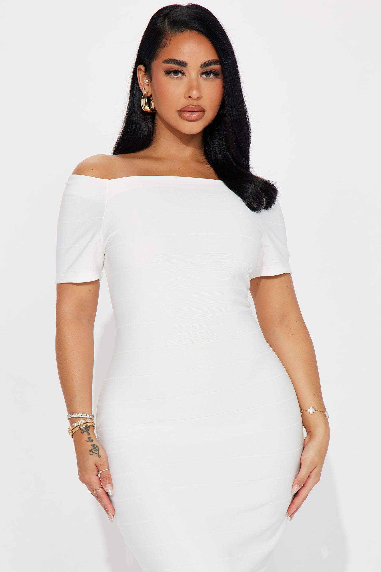 Amara Off Shoulder Midi Dress - White sold by Fashion Nova product image thumbnail 2