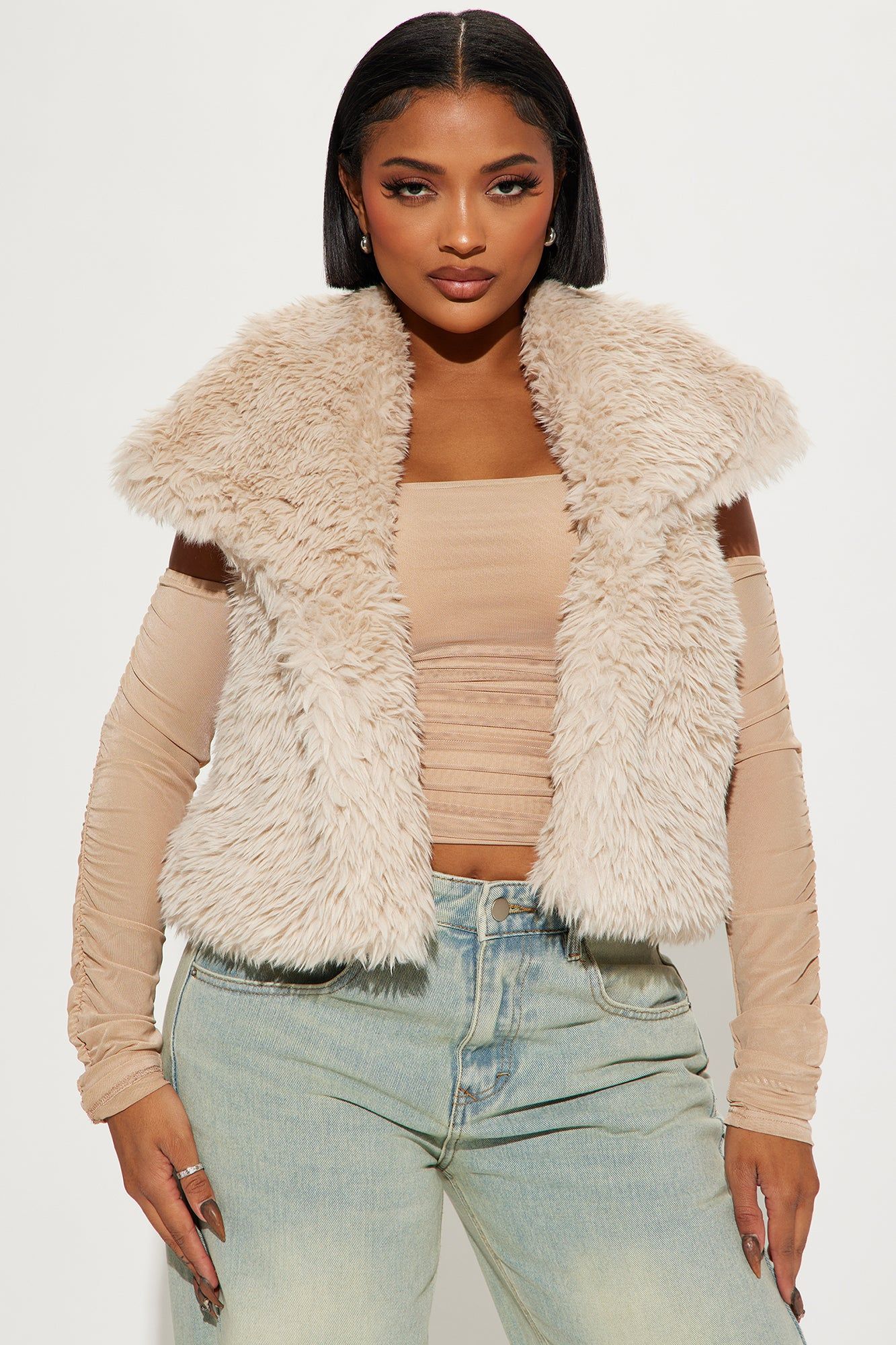 Fireside Feels Faux Fur Vest - Cream sold by Fashion Nova