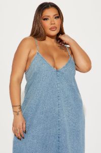 Desiree Denim Maxi Dress - Light Wash sold by Fashion Nova