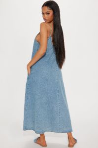 Desiree Denim Maxi Dress - Light Wash sold by Fashion Nova