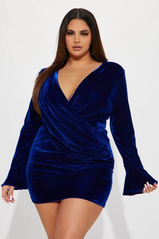 Clarrissa Velvet Mini Dress - Royal sold by Fashion Nova