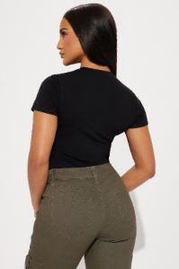 Cambria Short Sleeve Bodysuit - Black sold by Fashion Nova