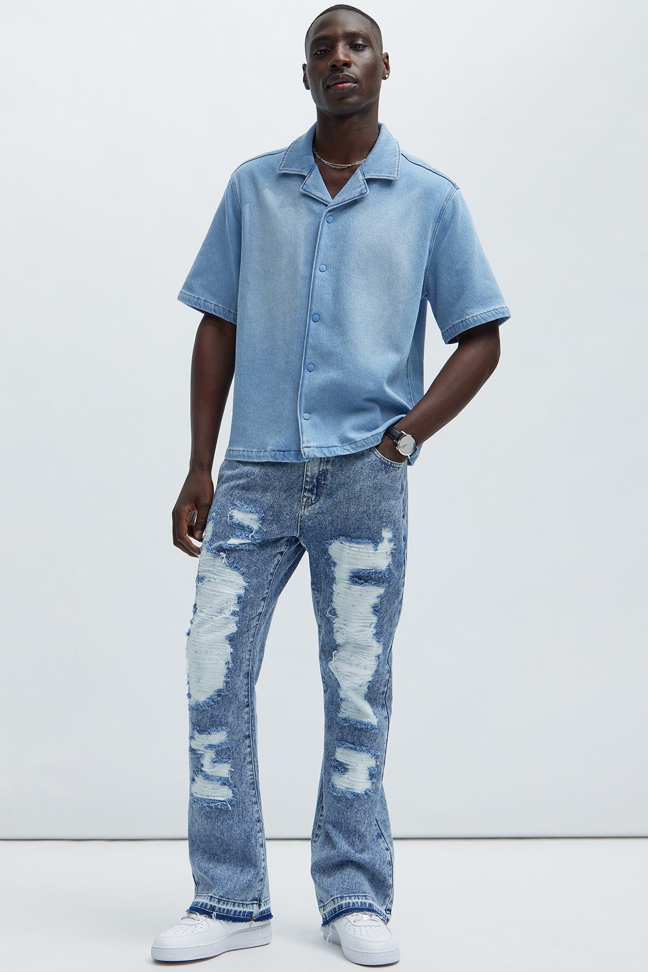 Dante Boxy Denim Shirt - Light Wash sold by Fashion Nova product image thumbnail 2