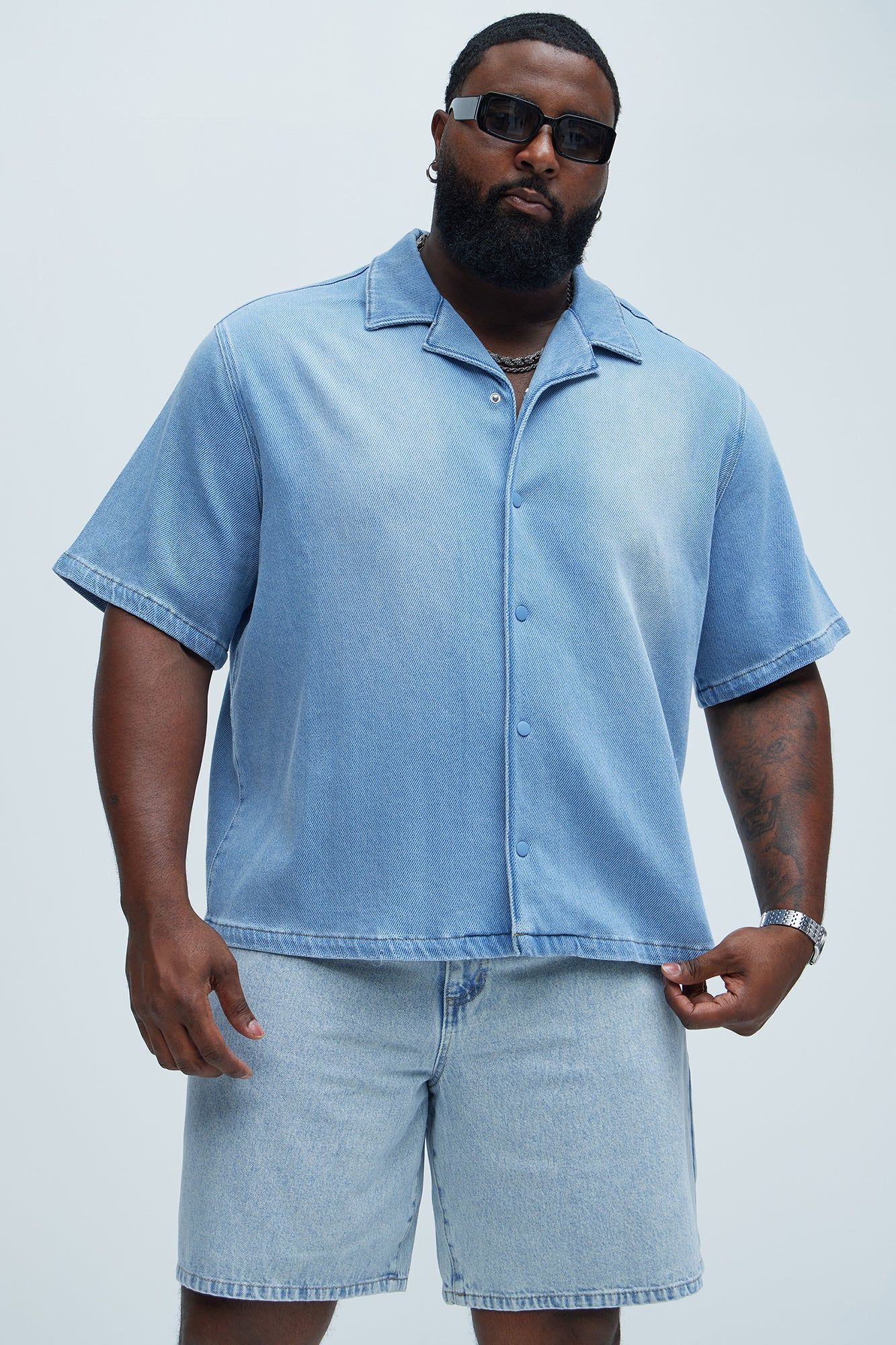 Dante Boxy Denim Shirt - Light Wash sold by Fashion Nova product image thumbnail 5