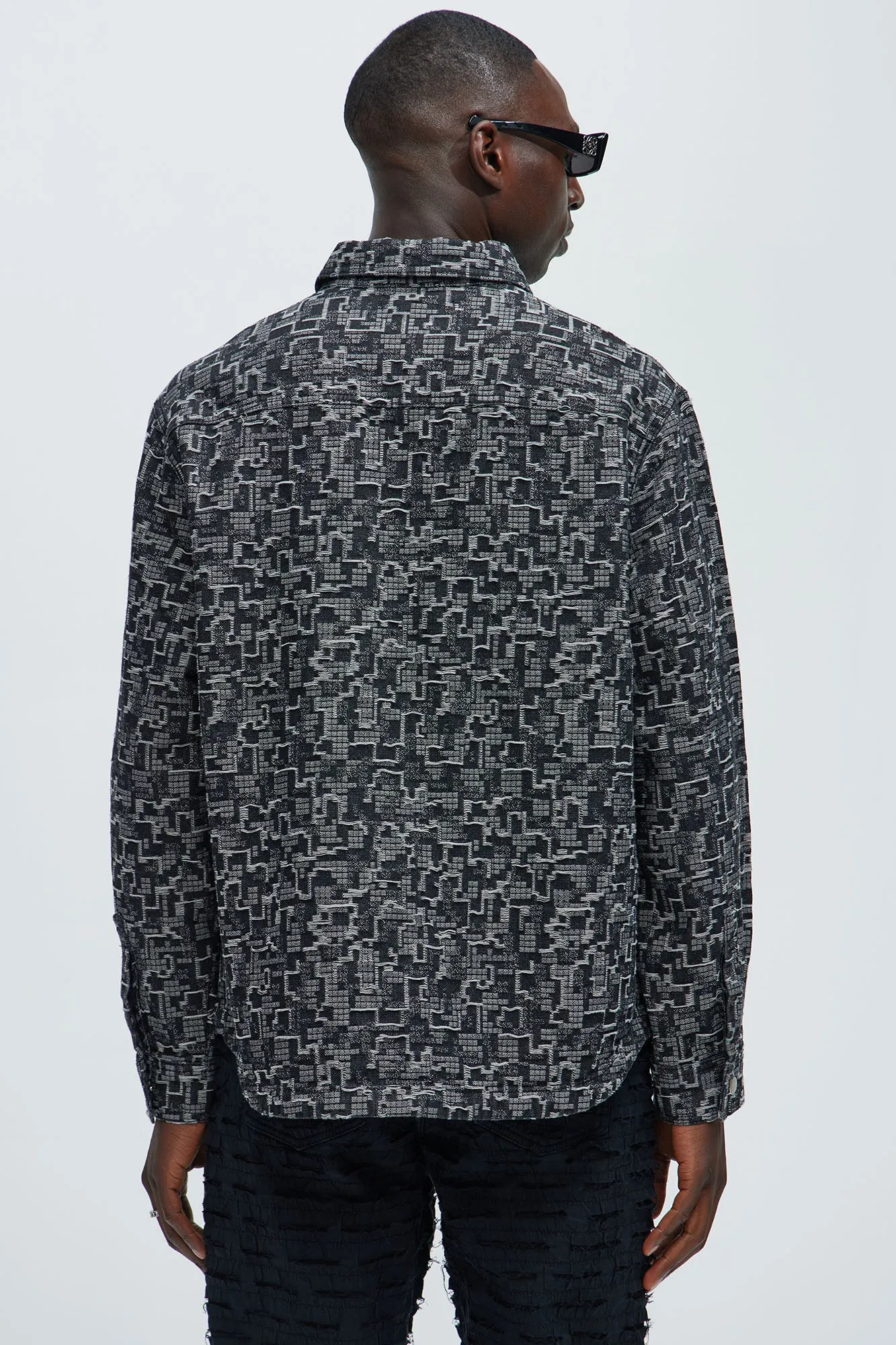 Arrow Jacquard Overshirt - Black Wash sold by Fashion Nova product image thumbnail 4