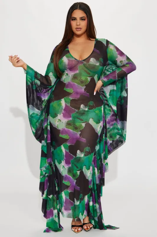 Mariposa Mesh Maxi Dress - Black/combo sold by Fashion Nova