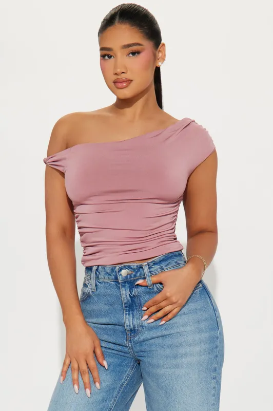 Blind Date One Shoulder Top - Mauve sold by Fashion Nova