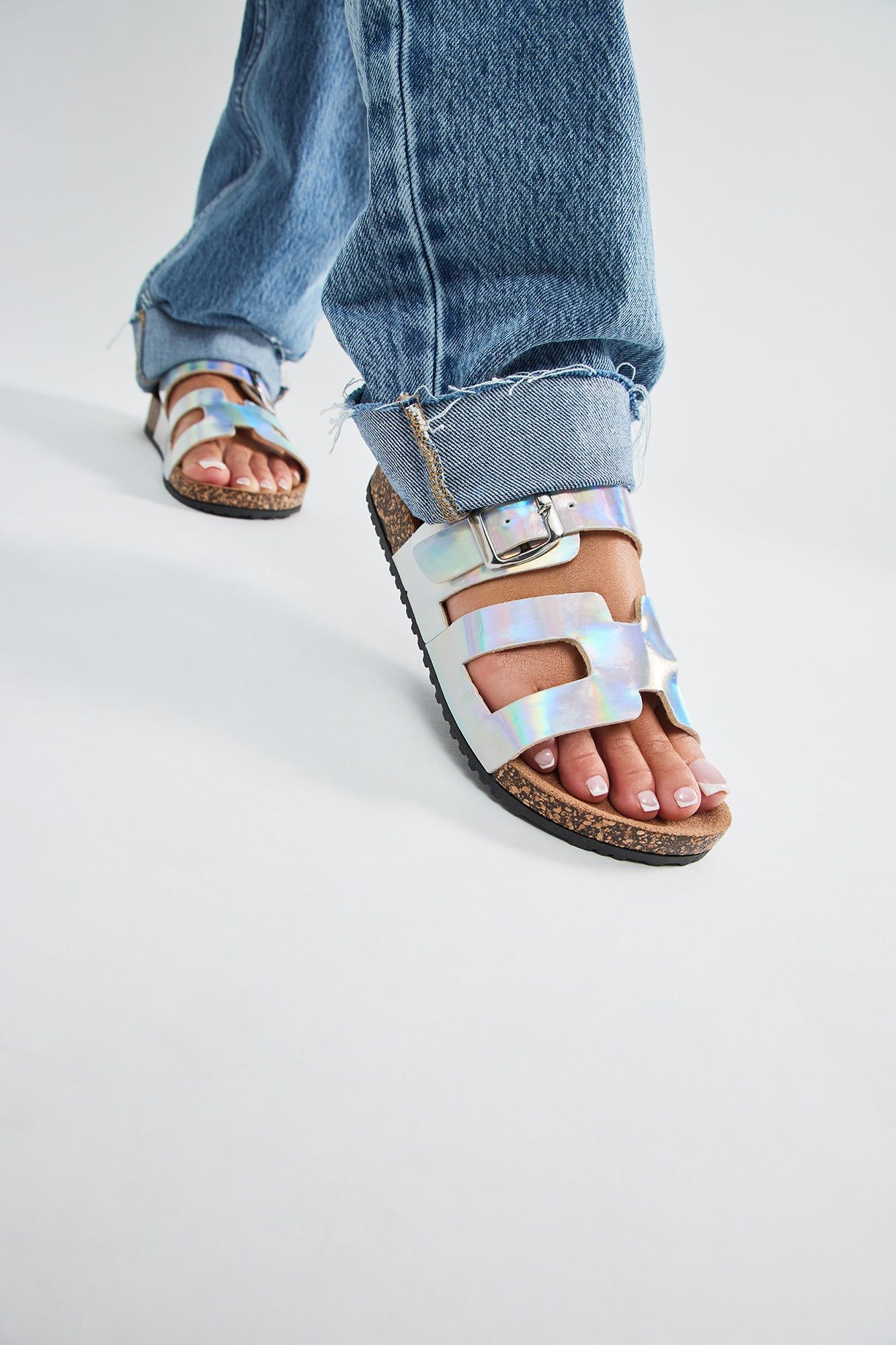 Staying Poolside Flat Sandals - Silver sold by Fashion Nova product image thumbnail 3