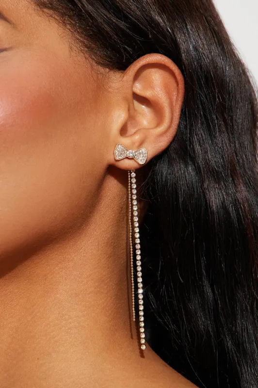 Twinkle Bow Multi 3 Pack Earrings - Gold sold by Fashion Nova