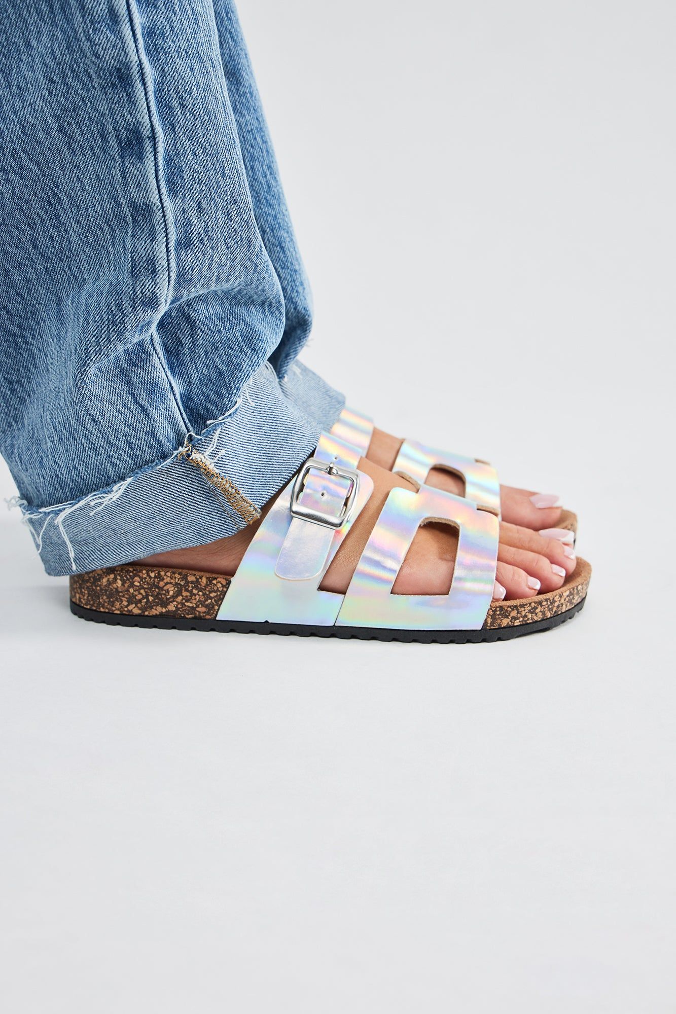 Staying Poolside Flat Sandals - Silver sold by Fashion Nova product image thumbnail 5