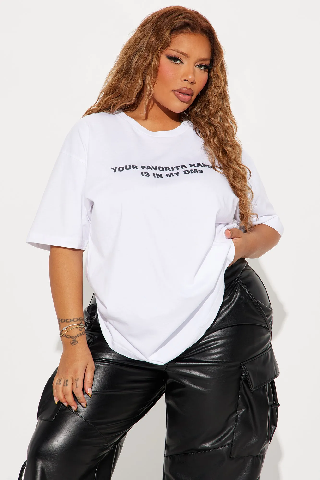 In My DMs Oversized Tee - White sold by Fashion Nova product image thumbnail 4