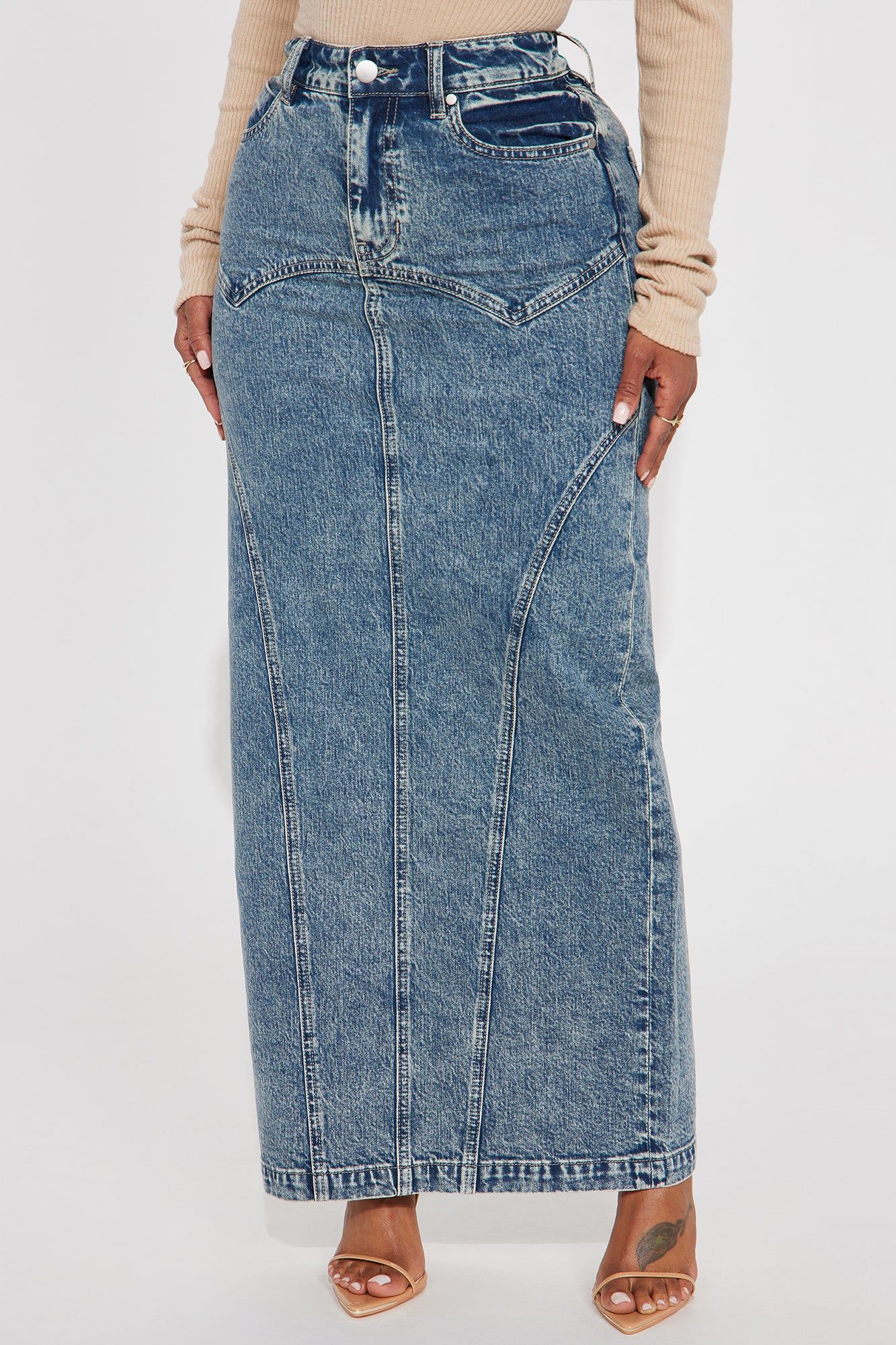 Romee Denim Maxi Skirt - Dark Wash sold by Fashion Nova product image thumbnail 2